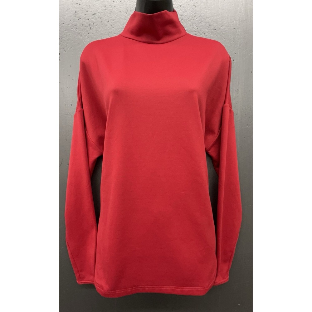 Sweaty Betty Long Sleeve Top S Red Mock Neck Pockets Thumbhole Active Athleisure